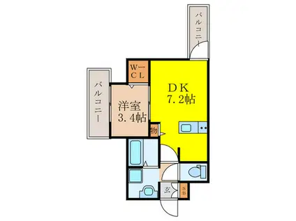 YOU´SVII番館(1DK/2階)の間取り写真