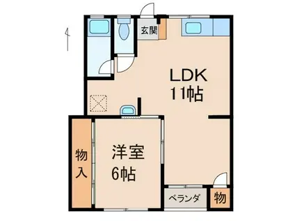 プレゼンス紀伊2(1LDK/1階)の間取り写真