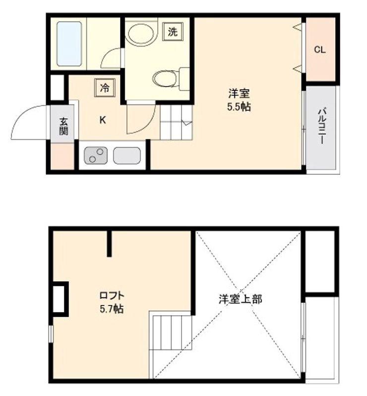 LA VERITA勝田台(ワンルーム/1階)の間取り写真