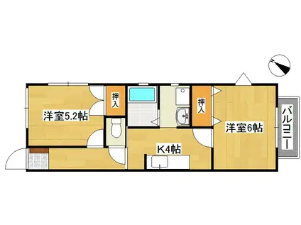 EXCELハイツ(2K/2階)の間取り写真