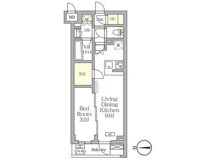 アジールコート都立大学(1LDK/1階)の間取り写真