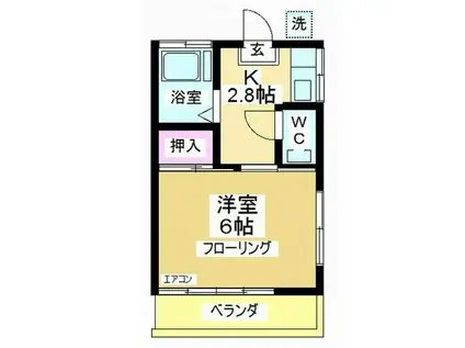 第一田辺コーポ(1K/2階)の間取り写真