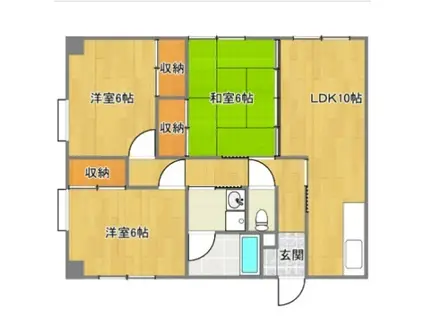 エクセレント山下(3LDK/3階)の間取り写真