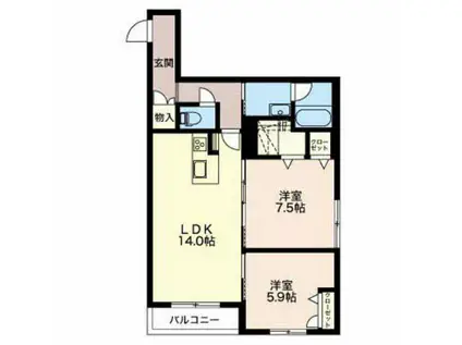 VERITE雅(2LDK/2階)の間取り写真