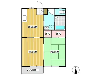 フレグランス柏(2DK/1階)の間取り写真