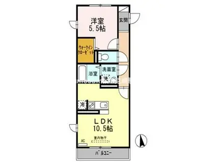 グランメールタカミ(1LDK/2階)の間取り写真