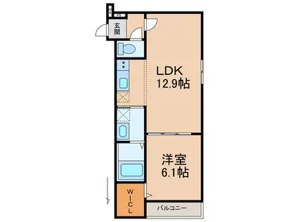 フジパレス市駅東イースト(1LDK/2階)の間取り写真