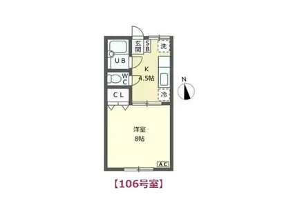 エスパシオESPACIO(1K/1階)の間取り写真
