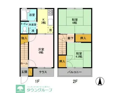 マルシンコーポA(3K/2階)の間取り写真