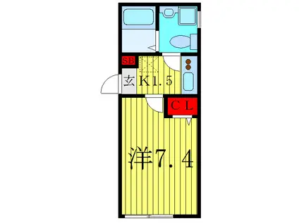 ロータス泉町(1K/2階)の間取り写真