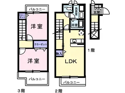 メイポールけやきB(2LDK/2階)の間取り写真