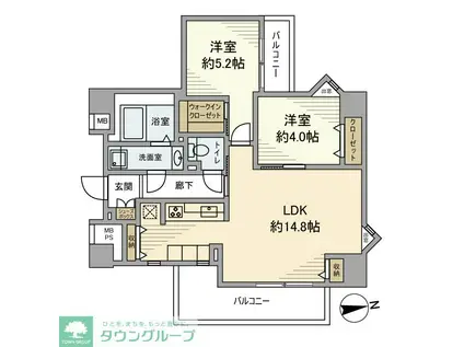 朝日ラ・パリオ等々力台(2LDK/6階)の間取り写真