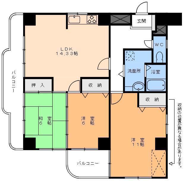 グランドステイタス道後(3LDK/3階)の間取り写真