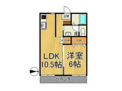 フローラ・サカエ(1LDK/2階)の間取り写真