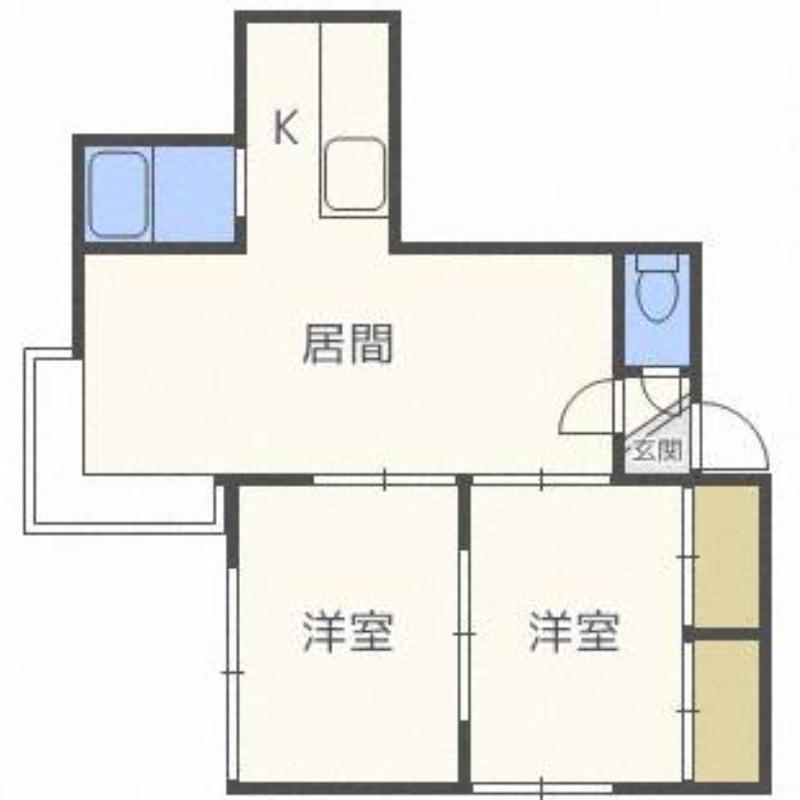 ニューリバー22 I(2LDK/2階)の間取り写真