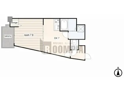 グラディーレ(1DK/4階)の間取り写真