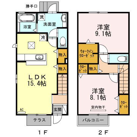 D-ROOM神丘町(2LDK/1階)の間取り写真