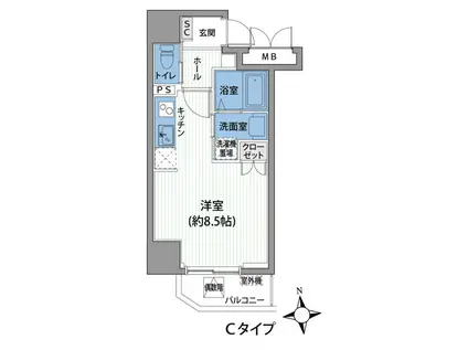 サンテ・トゥルム芝公園(ワンルーム/2階)の間取り写真
