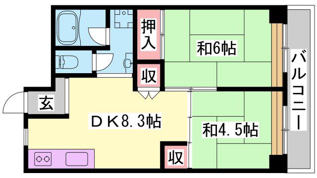 山上ビル(2DK/7階)の間取り写真