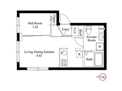 CASA PIAZZA 浅草本所(1LDK/3階)の間取り写真