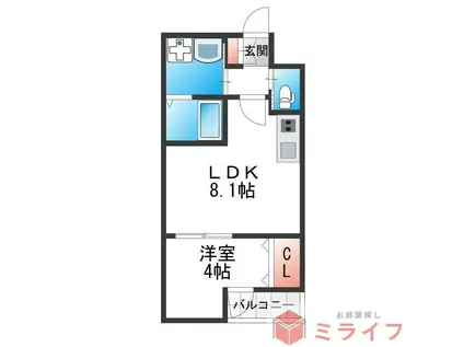 H-MAISON衣摺II(1LDK/3階)の間取り写真