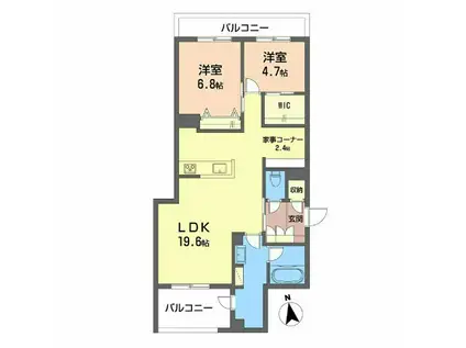 ベレオ安宅(2LDK/2階)の間取り写真