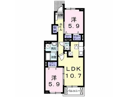 ジュネストヨハシ II番館(2LDK/1階)の間取り写真