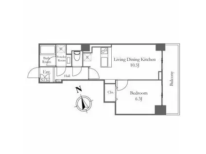 リバーシティ21新川(1LDK/17階)の間取り写真