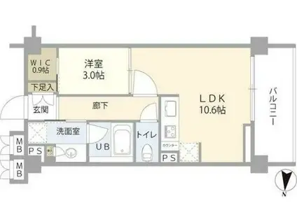 PARKSIDE HILL TOKIWA(1LDK/4階)の間取り写真