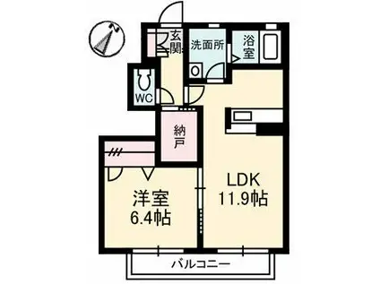 グランドソレイユ(1LDK/1階)の間取り写真