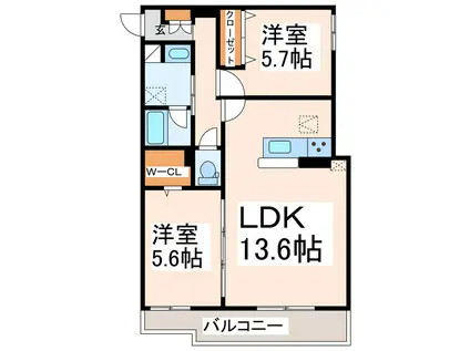 WITHPLUS上熊本駅前(2LDK/1階)の間取り写真