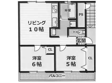 高津橋農住団地B棟(2LDK/1階)の間取り写真