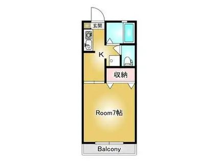 ディアス峰ヶ丘A(1K/2階)の間取り写真