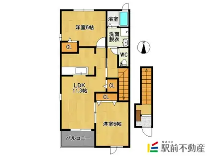 ヴィラ・ボーテII(2LDK/2階)の間取り写真