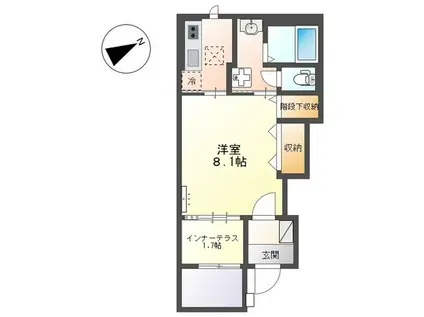 ブランデスボワール(1K/1階)の間取り写真