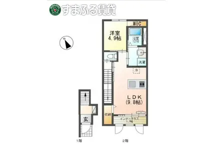 コーポ・タイガ(1LDK/2階)の間取り写真