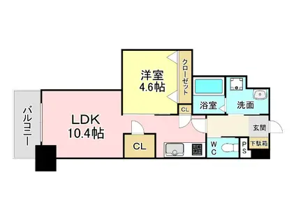 エルザグランツ中津口 (1LDK/14階)の間取り写真