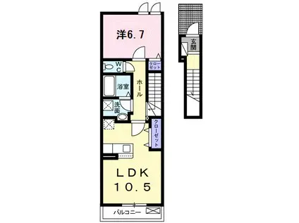 ジラソーレ III(1LDK/2階)の間取り写真