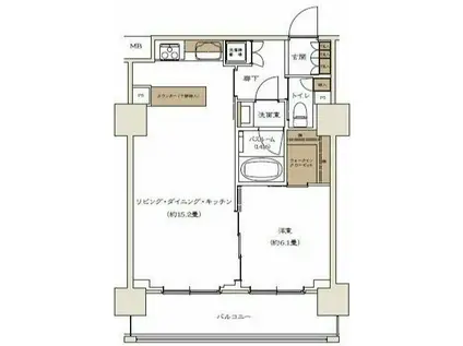 銀座線 三越前 徒歩5分 1LDK 10階 内覧可能(1LDK/10階)の間取り写真