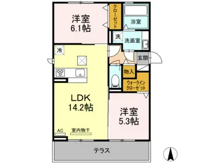 ソルティエラT.G(2LDK/1階)の間取り写真