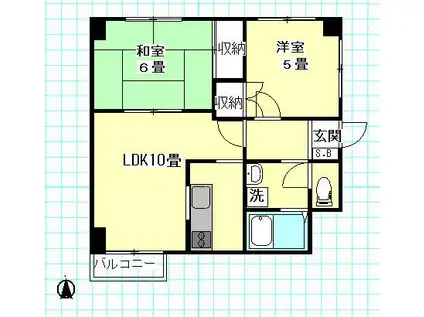 メジロファイブ(2LDK/2階)の間取り写真