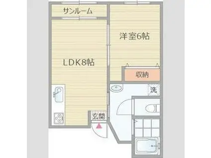 OLA COURT 西田辺(1LDK/3階)の間取り写真