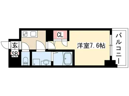 S-RESIDENCE葵(1K/15階)の間取り写真