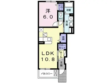ラ フェーリア(1LDK/1階)の間取り写真