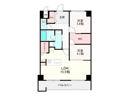 サンショウ レジデンス西新(2LDK/8階)の間取り写真