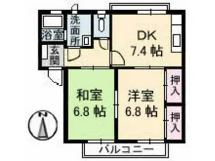 フレグランスKII(2DK/2階)の間取り写真