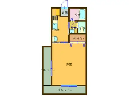 マンションシャルム(1K/2階)の間取り写真