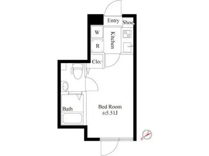 ブランノワール一之江(1K/3階)の間取り写真