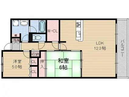 ノールリヴィエール(2LDK/2階)の間取り写真