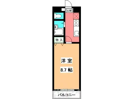 エバーグリーンYAMADA(1K/3階)の間取り写真